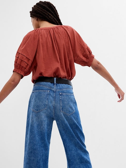 Puff Sleeve Splitneck Top | Gap Factory