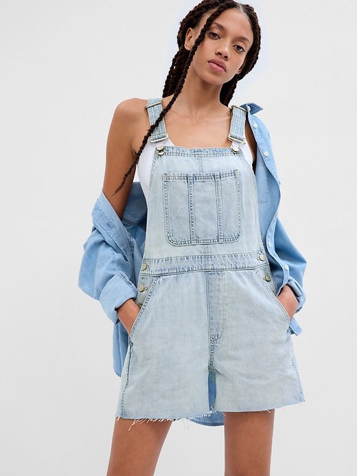 Image number 5 showing, Slouchy Denim Shortalls with Washwell