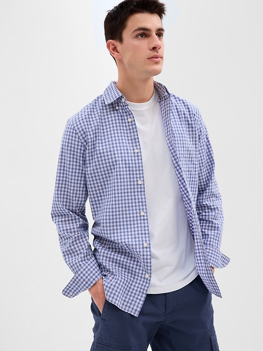 Gap Factory Men's Slim Fit Stretch Poplin Shirt (various sizes in Purple Blue Gingham)