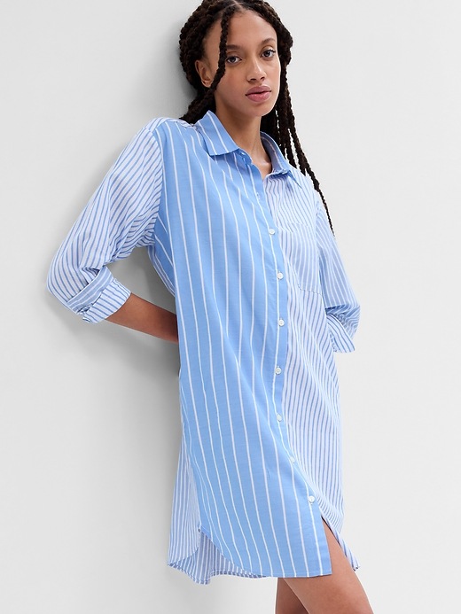 View large product image 1 of 2. Poplin PJ Shirtdress