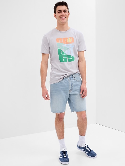 View large product image 1 of 1. 9" Straight Denim Shorts with Washwell