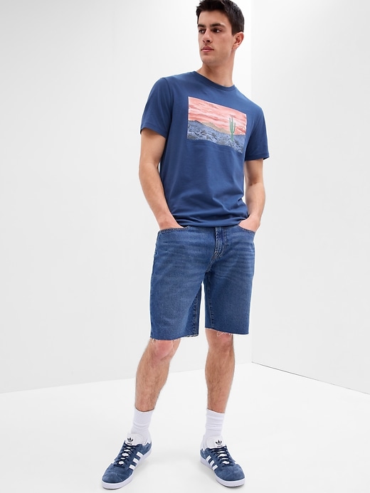 View large product image 1 of 1. 9" Straight Denim Shorts with Washwell