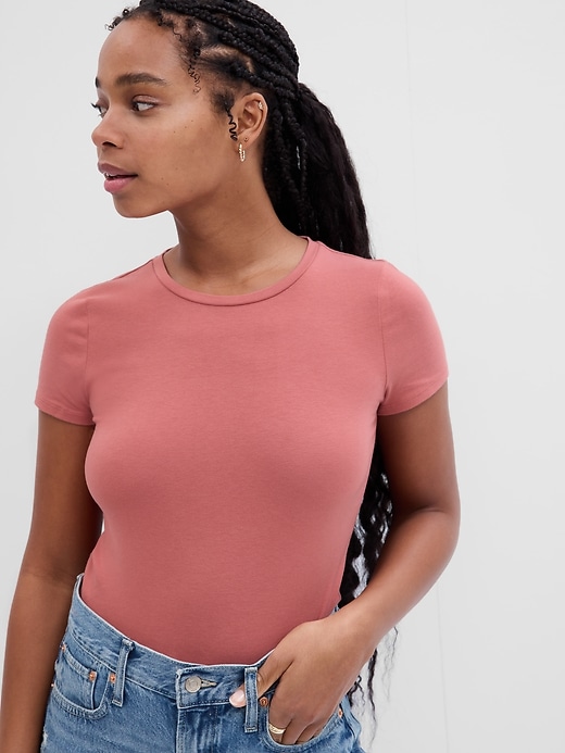 Gap Factory Straight Slim Fit Crewneck T-Shirt Bodysuit (Size XS-2XL in Earthenware Red)