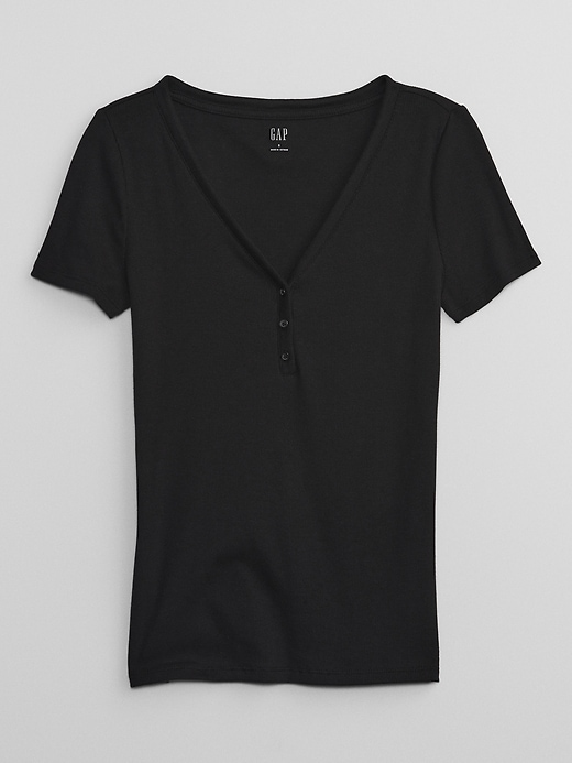 Fitted Ribbed Henley TShirt Gap Factory