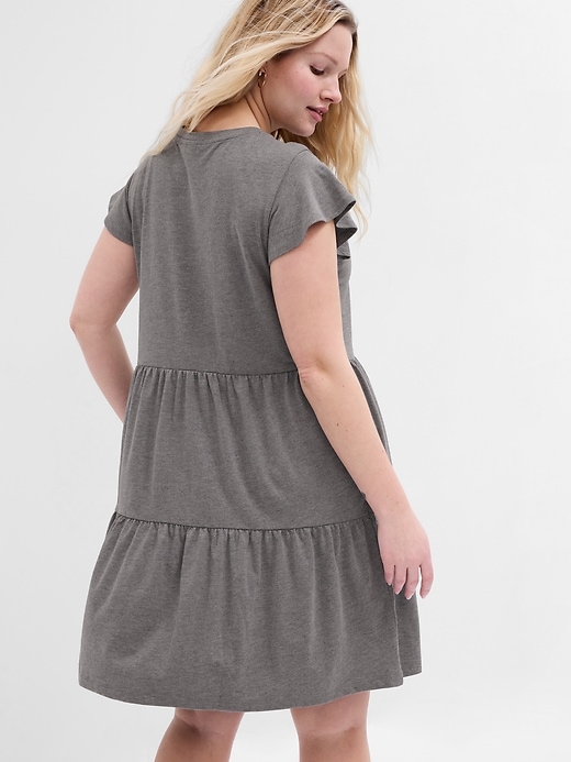 Image number 4 showing, Tiered V-Neck Flutter Sleeve Dress