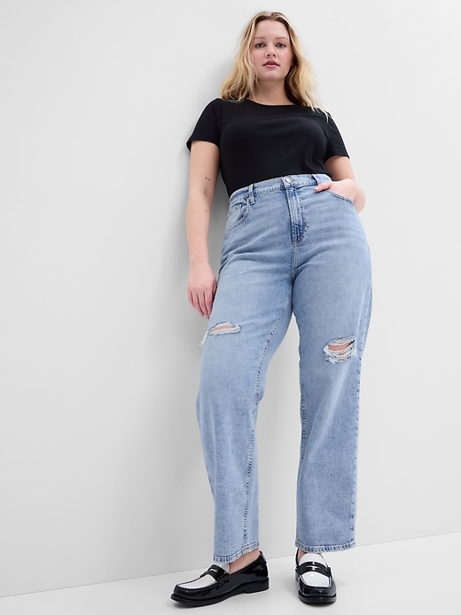 Gap Factory High Rise Destructed '90s Loose Jeans with Washwell (Light Wash)