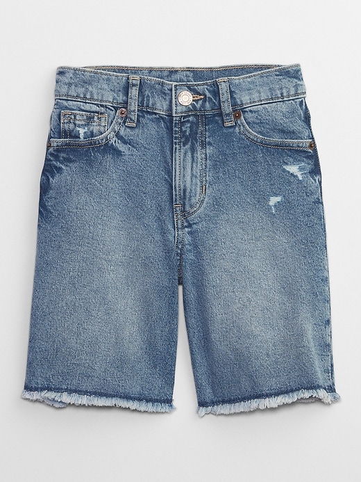 View large product image 1 of 3. Kids High Rise Distressed Denim '90s Loose Bermuda Shorts with Washwell