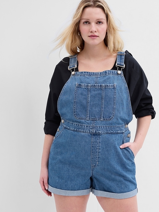 Image number 3 showing, Slouchy Denim Shortalls with Washwell