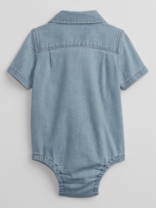 View large product image 2 of 2. Baby Denim Bodysuit with Washwell