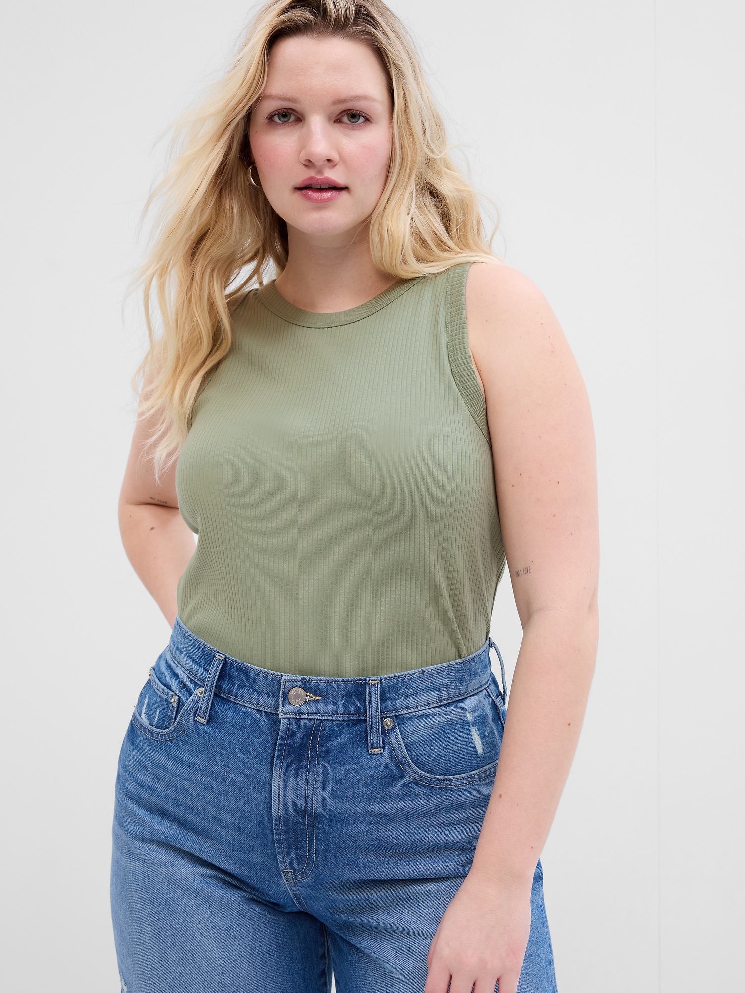 Gap Ribbed High Neck Tank