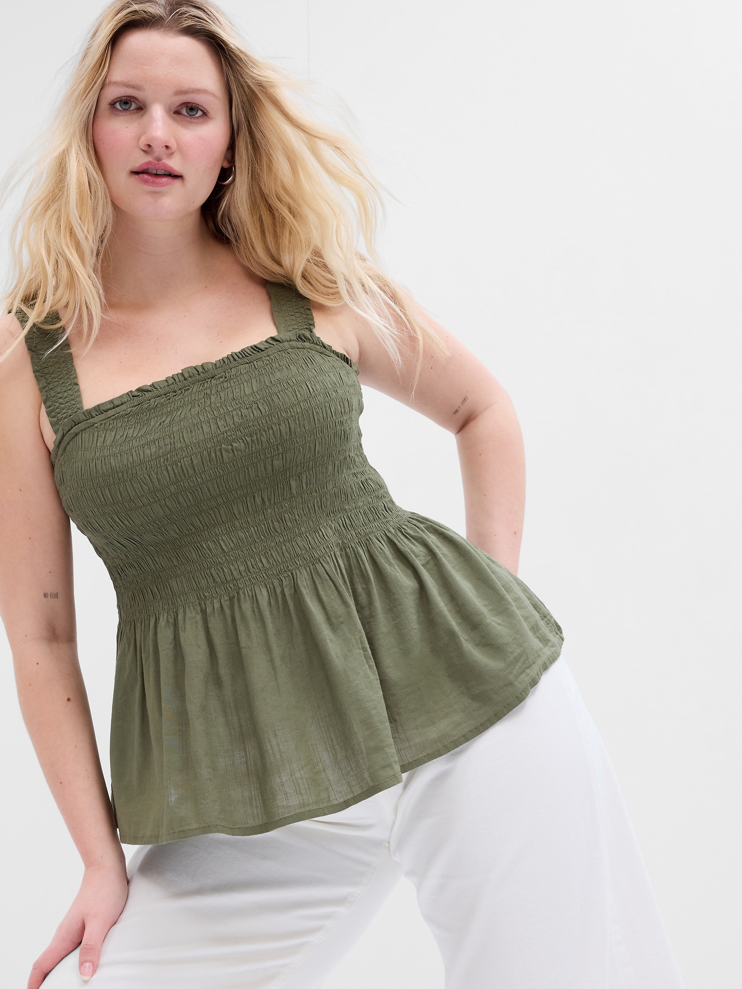 Smocked Peplum Top