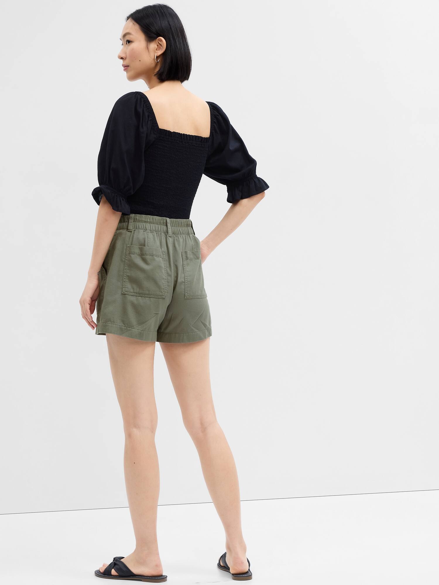 4" High Rise PullOn Utility Shorts with Washwell Gap Factory