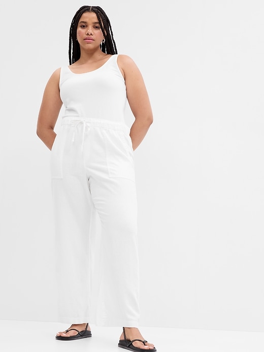 Image number 3 showing, Linen-Blend Wide-Leg Pull-On Pants