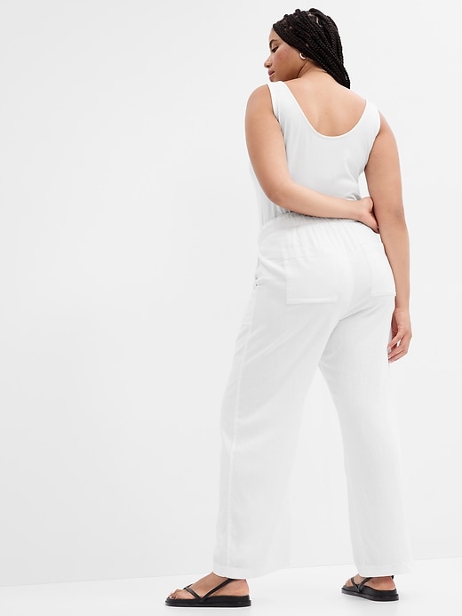 Image number 4 showing, Linen-Blend Wide-Leg Pull-On Pants