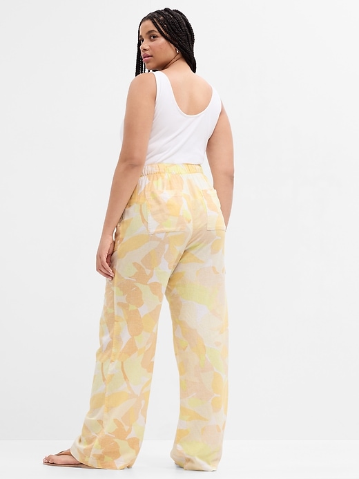 Image number 4 showing, Print Wide-Leg Linen-Blend Pants