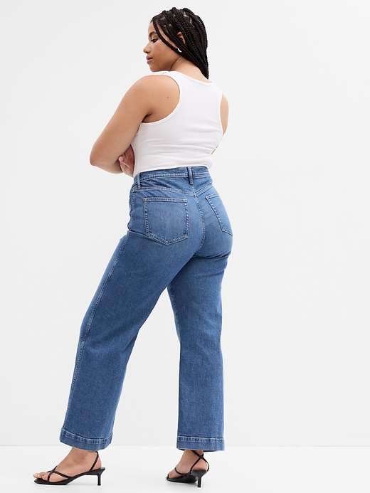 Image number 4 showing, High Rise Wide-Leg Crop Jeans with Washwell