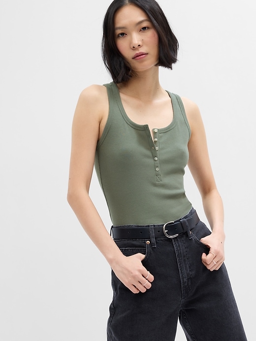 Image number 6 showing, Ribbed Henley Tank Top