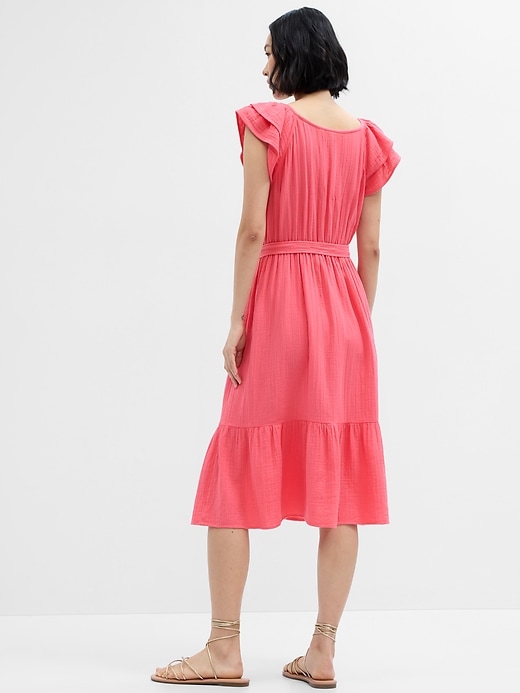 Image number 2 showing, Gauze Flutter Sleeve Midi Dress