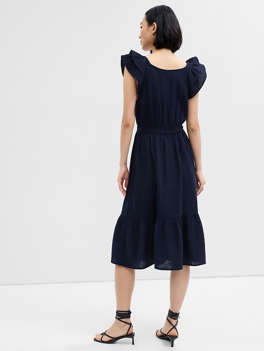 Image number 3 showing, Gauze Flutter Sleeve Midi Dress