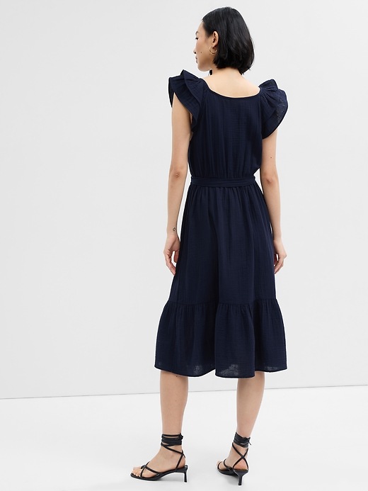 Image number 2 showing, Gauze Flutter Sleeve Midi Dress