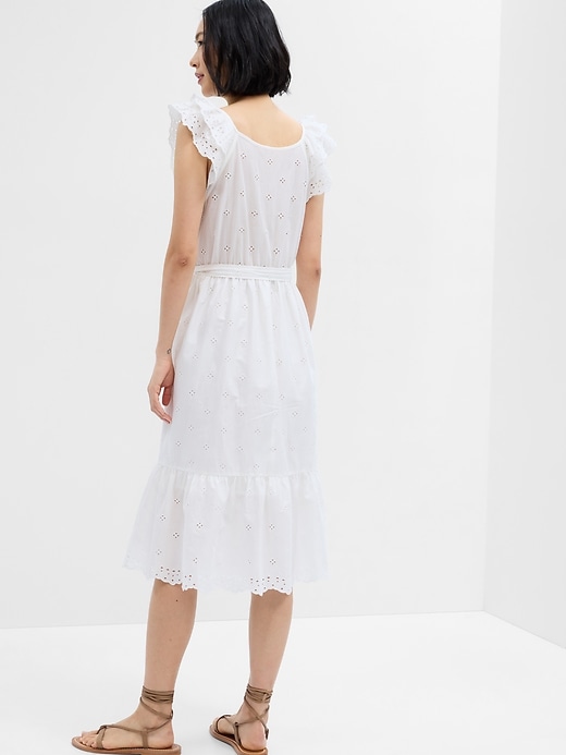 Image number 2 showing, Eyelet Flutter Sleeve Midi Dress