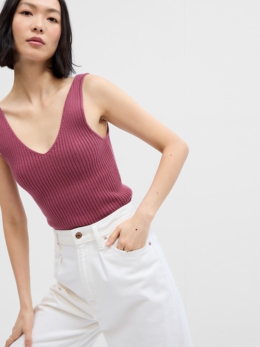 Image number 5 showing, Ribbed V-Neck Sweater Tank Top