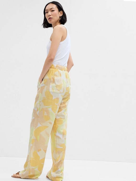 Image number 2 showing, Print Wide-Leg Linen-Blend Pants