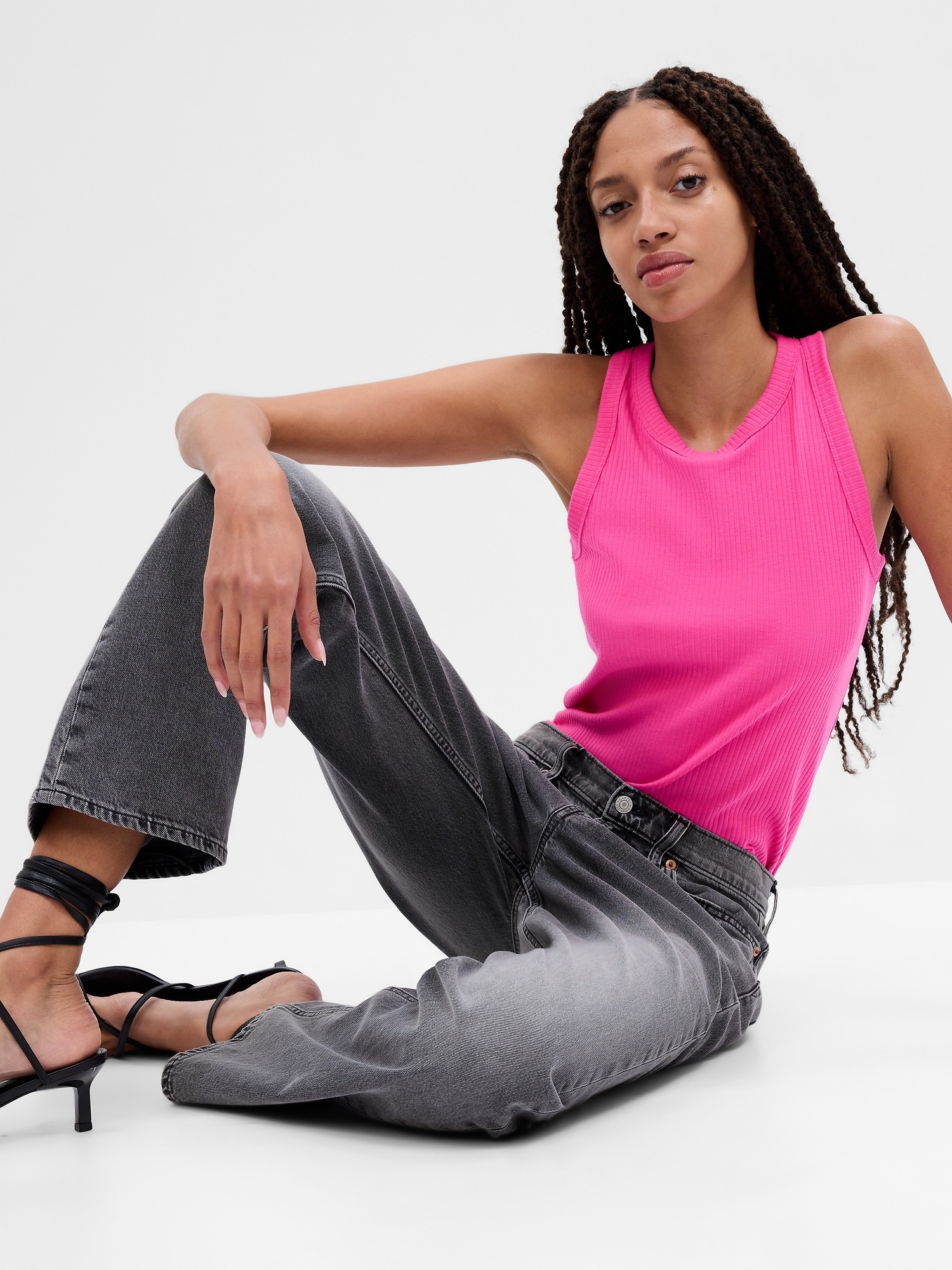 Gap Ribbed High Neck Tank