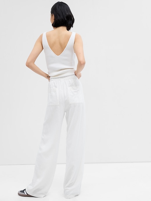 Image number 2 showing, Linen-Blend Wide-Leg Pull-On Pants