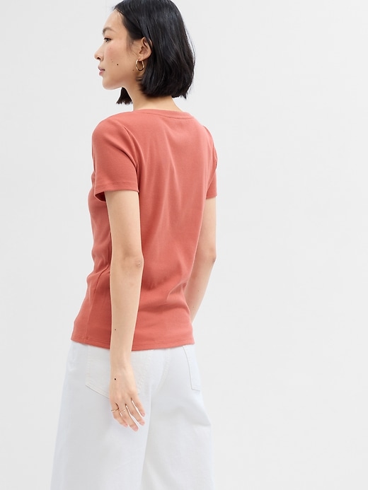 Image number 6 showing, Fitted Ribbed Henley T-Shirt