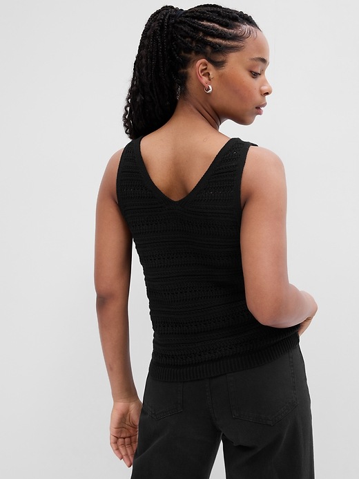 View large product image 2 of 2. Crochet V-Neck Sweater Tank Top