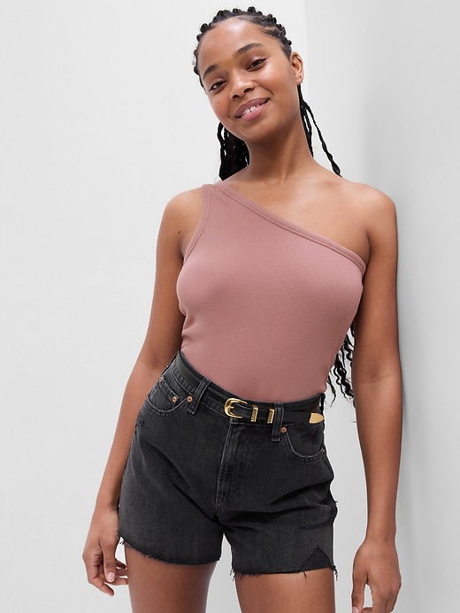Image number 1 showing, Ribbed Asymmetrical Tank Top