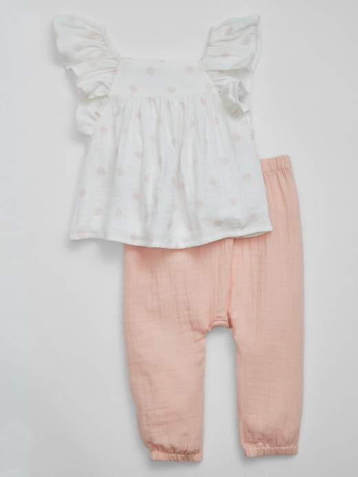 Image number 4 showing, Baby Gauze Flutter Two-Piece Outfit Set