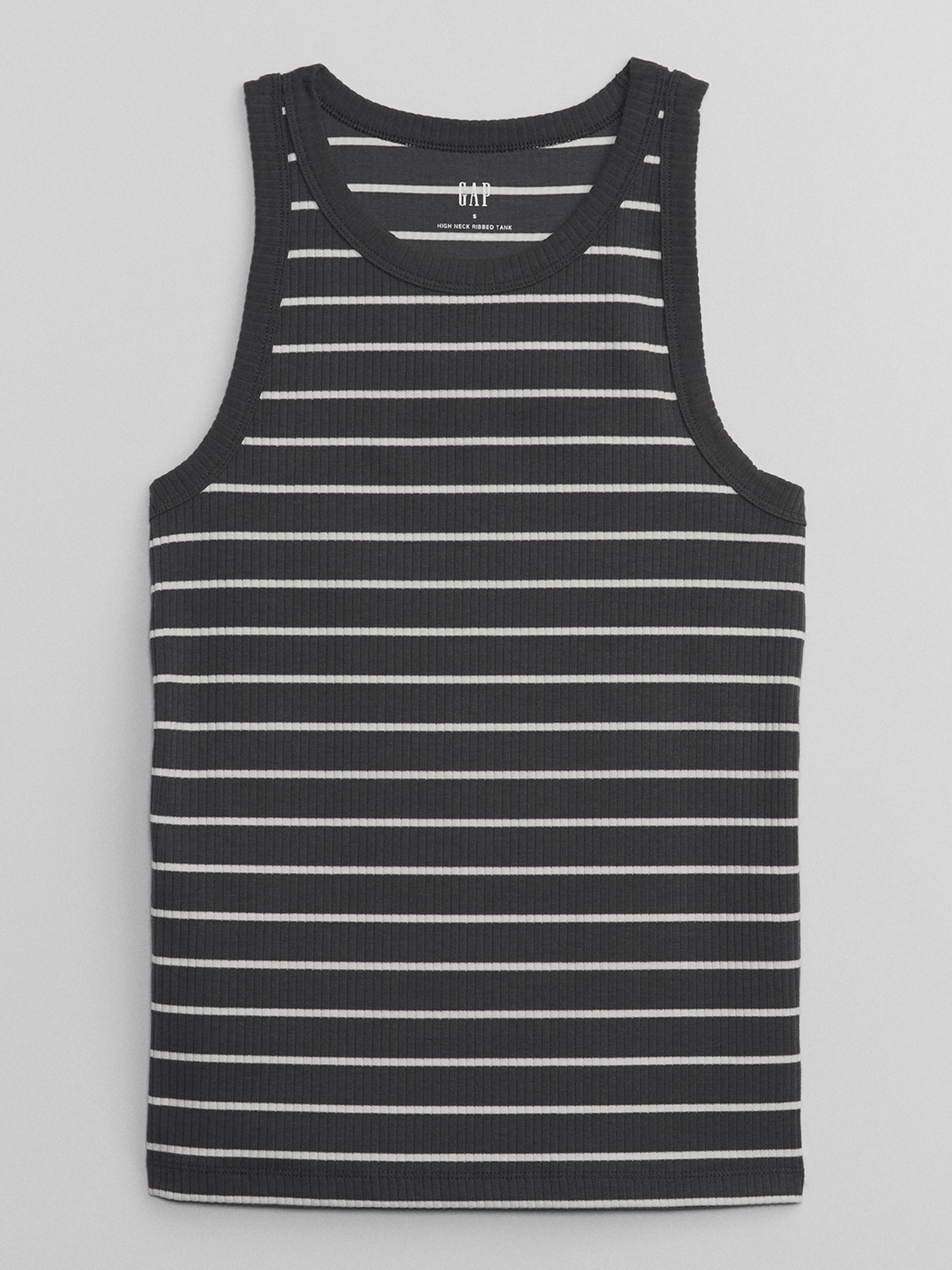 Ribbed Stripe High Neck Tank | Gap Factory