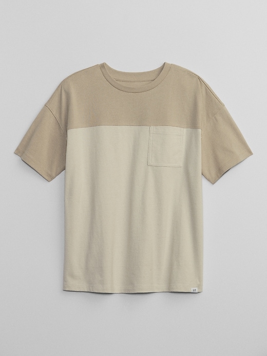 View large product image 1 of 2. Kids Oversized Colorblock Pocket T-Shirt