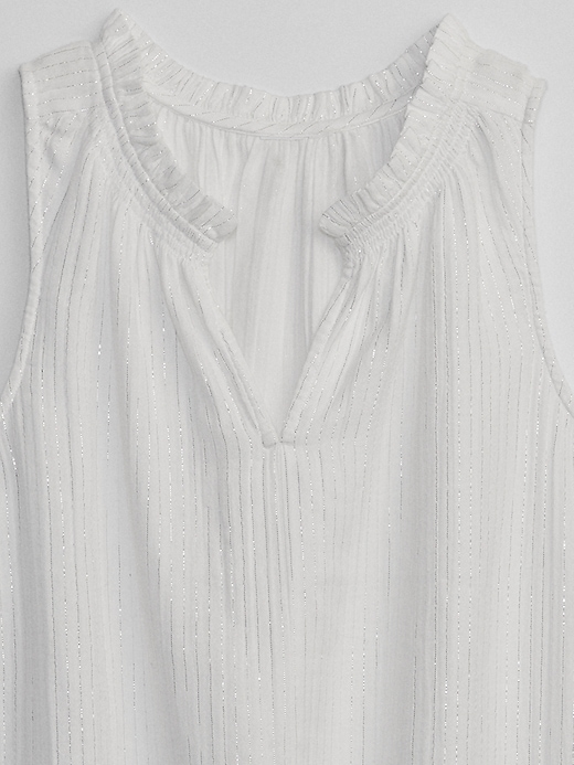 Image number 4 showing, Gauze Stripe Splitneck Top
