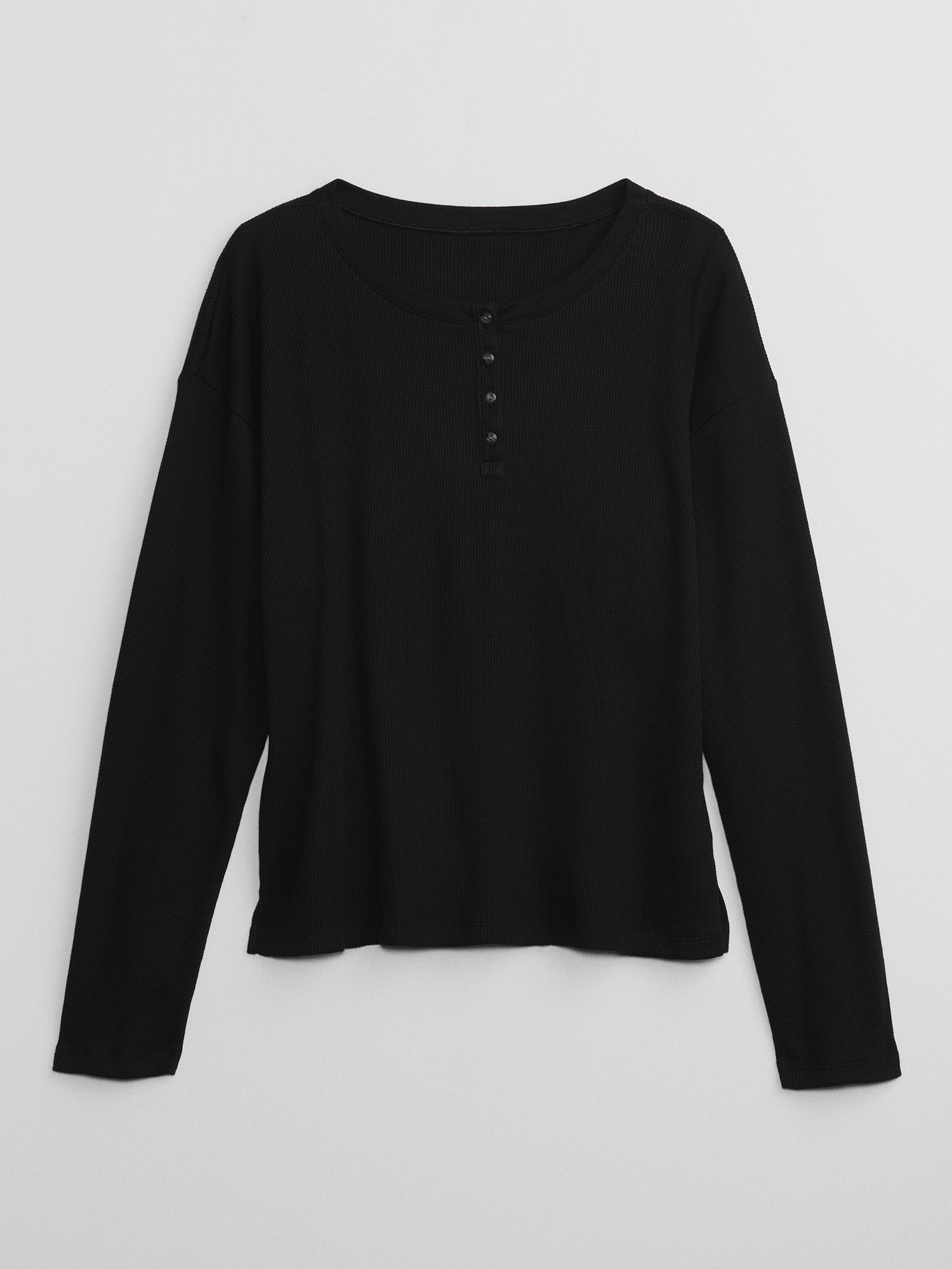 Relaxed WaffleKnit Henley TShirt Gap Factory