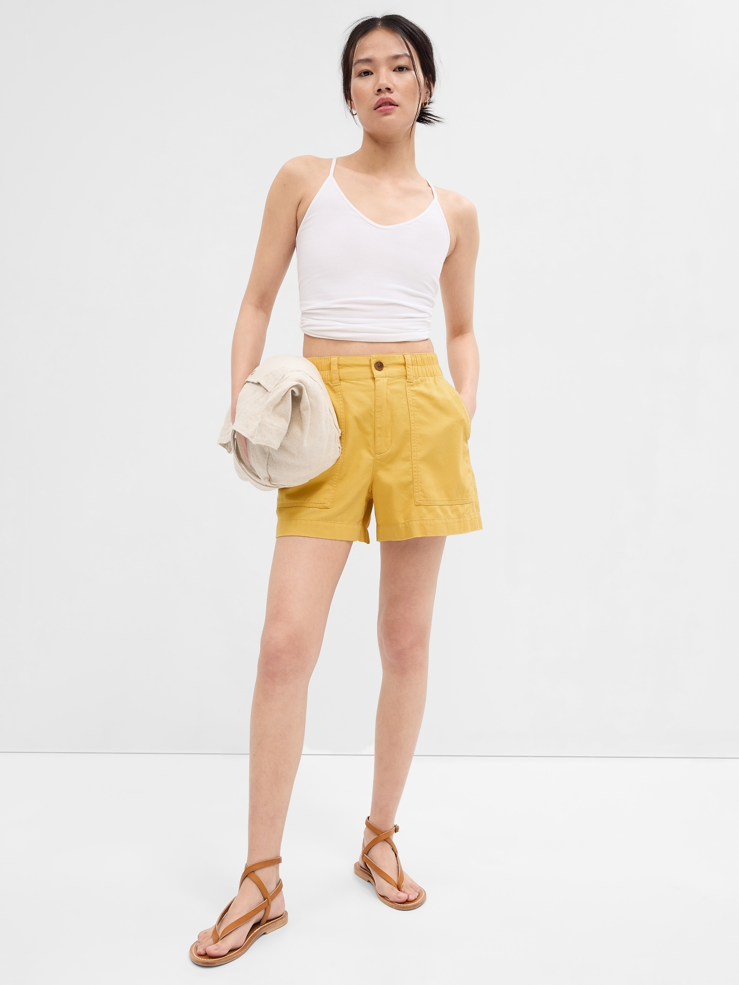 4 High Rise Pull-On Utility Shorts