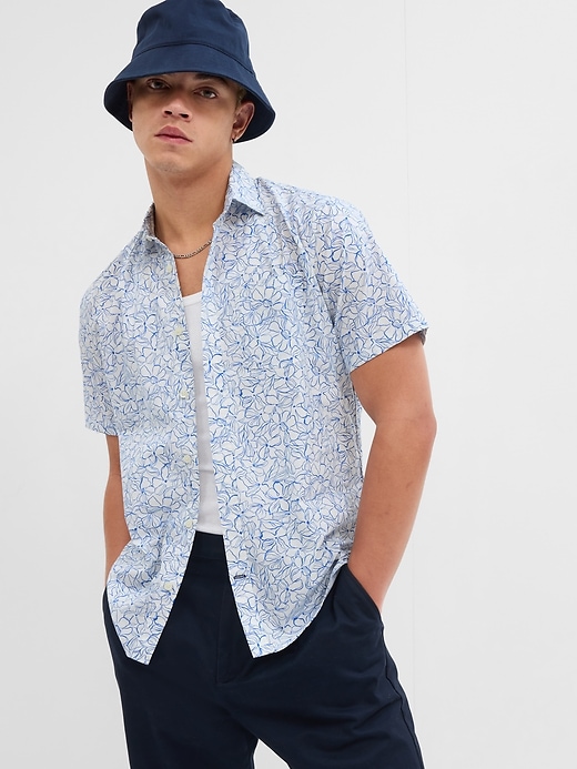 Image number 1 showing, Stretch Poplin Shirt in Slim Fit