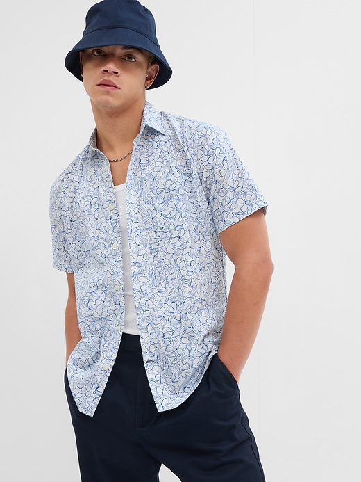 View large product image 1 of 1. Stretch Poplin Shirt in Slim Fit