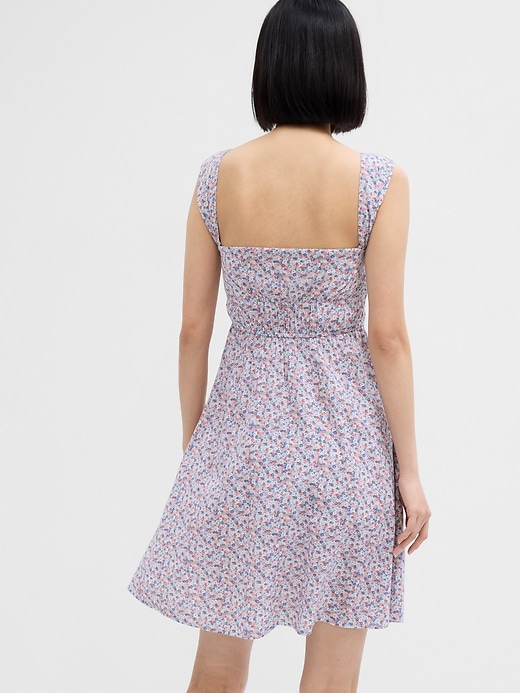 Image number 8 showing, Tie-Neck Smocked Mini Dress