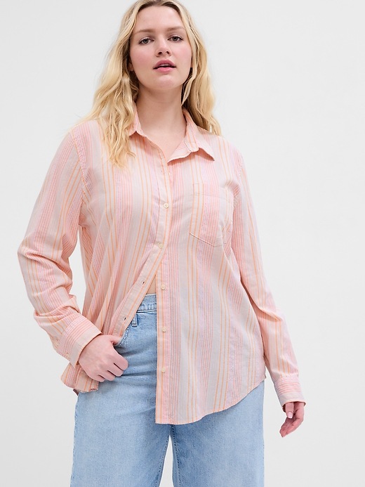 Gap Factory Stripe Easy Shirt (Multi Pink Stripe)
