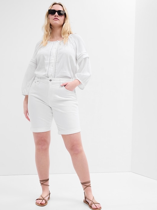 Image number 3 showing, 9" Mid Rise Denim Bermuda Shorts with Washwell