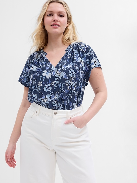 Image number 4 showing, Relaxed Print Splitneck Top