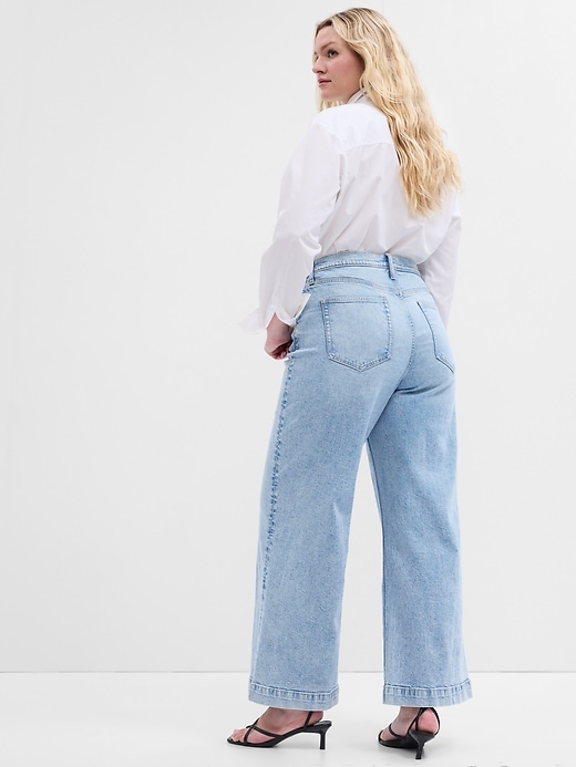 Image number 2 showing, High Rise Wide-Leg Crop Jeans with Washwell