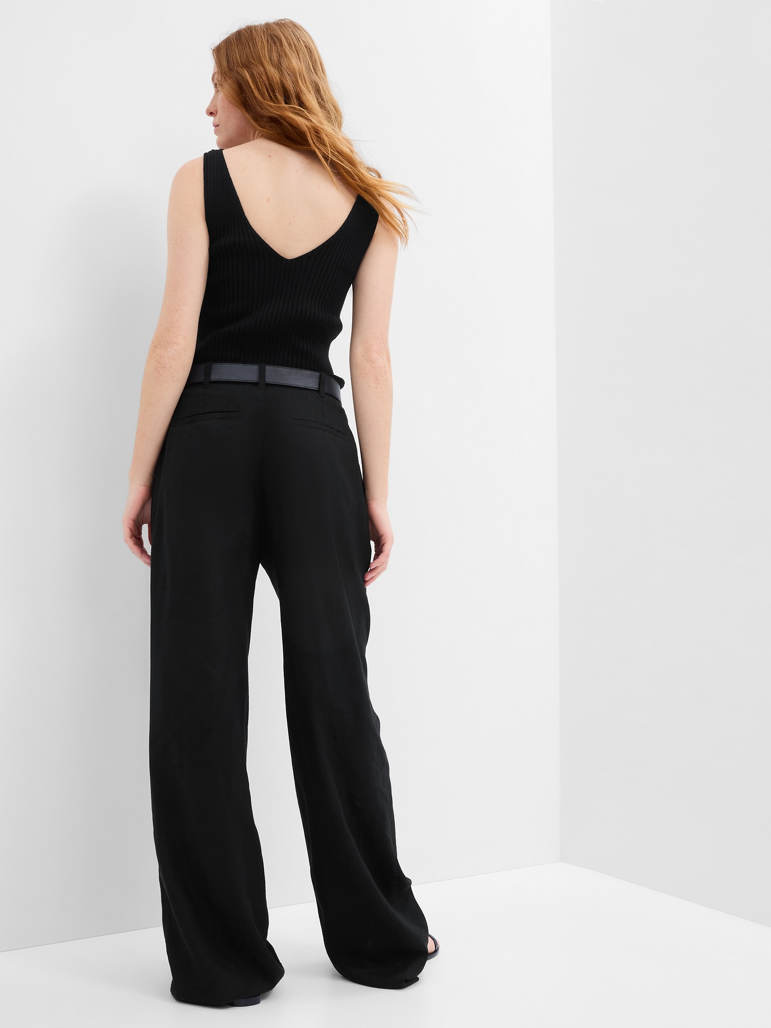 High Rise WideLeg Pleated Trousers with Washwell Gap Factory