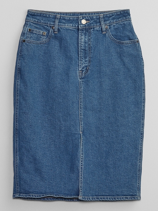 Image number 5 showing, Denim Midi Pencil Skirt with Washwell