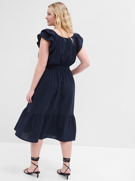 Image number 4 showing, Gauze Flutter Sleeve Midi Dress