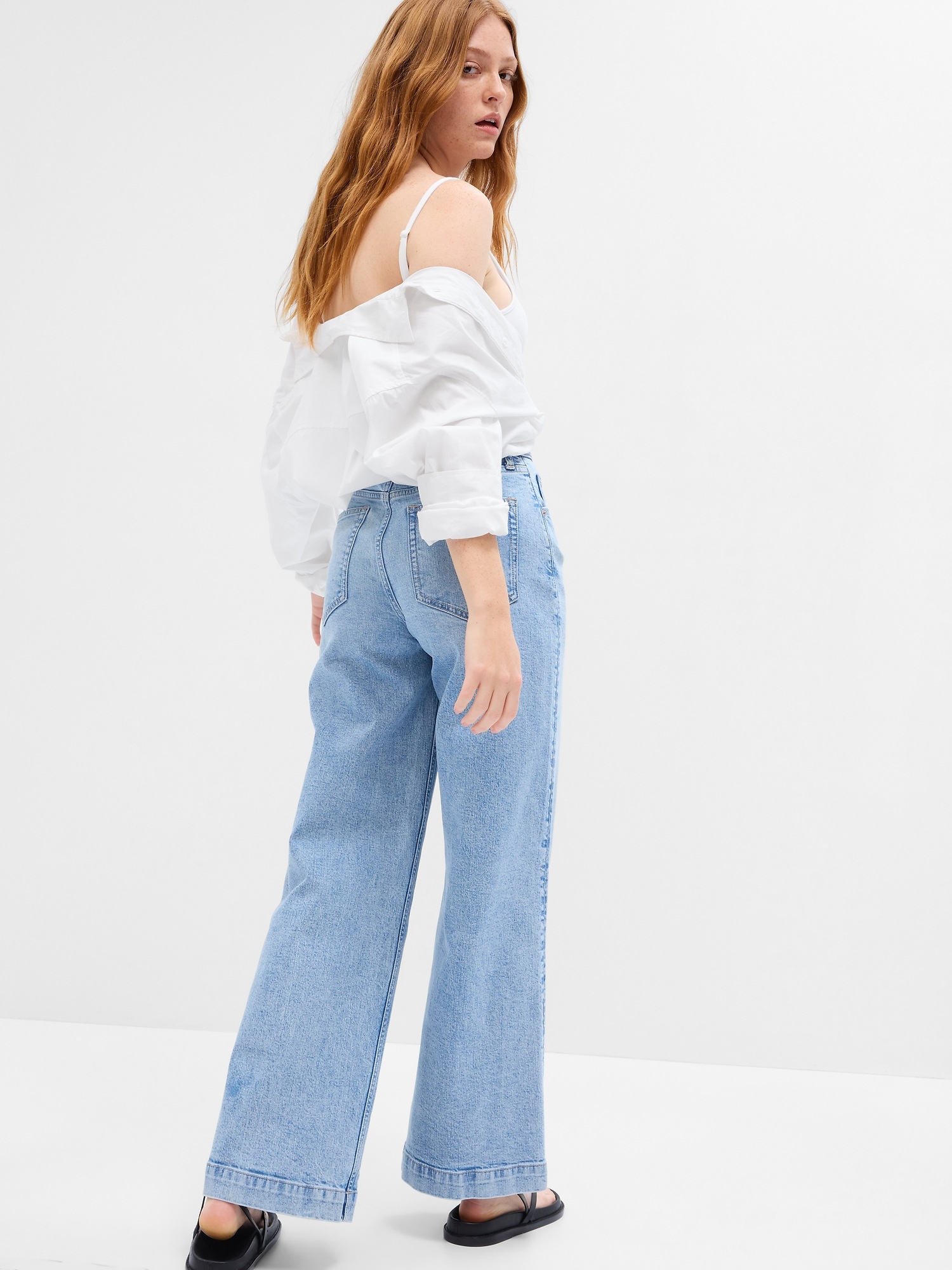 High Rise Wide-Leg Crop Jeans with Washwell | Gap Factory