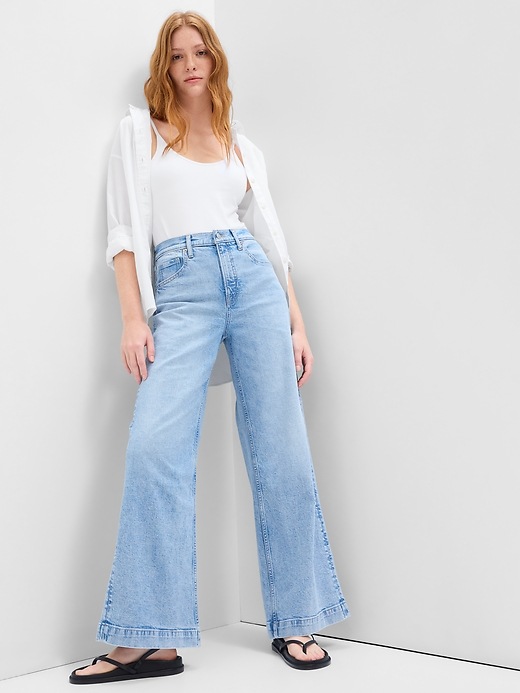 Image number 5 showing, High Rise Wide-Leg Crop Jeans with Washwell